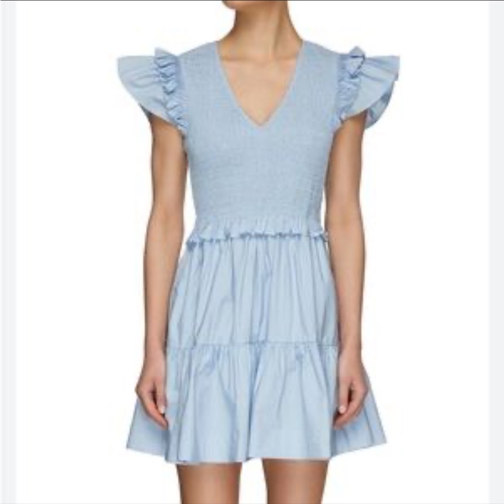 Sea New York Sea Steph Flutter Sleeve Light Blue Ruffle Mini Dress Size 12
